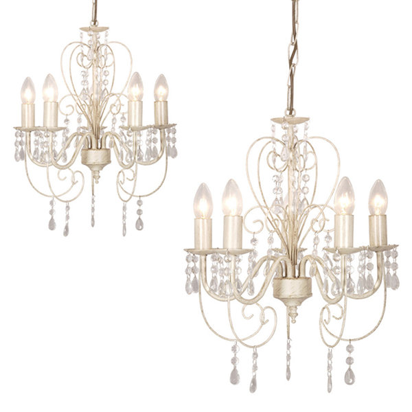 Light PAIR OF CLEAR & CHAMPAGNE DROPS CHANDELIER CEILING Light PAIR OF CLEAR & CHAMPAGNE DROPS CHANDELIER CEILING